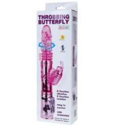 BAILE – VIBRADOR RECARGABLE CON ROTACION Y ESTIMULADOR THROBBING BUTTERF - intimamenities.com