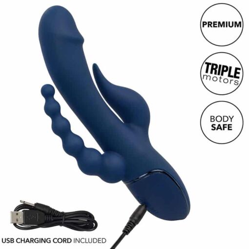 CALEXOTICS – VIBRADOR TRIPLE ORGASM AZUL - intimamenities.com
