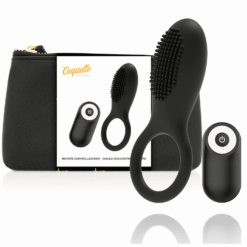 COQUETTE CHIC DESIRE – ANILLO VIBRADOR CONTROL REMOTO RECARGABLE NEGRO / GOLD - intimamenities.com