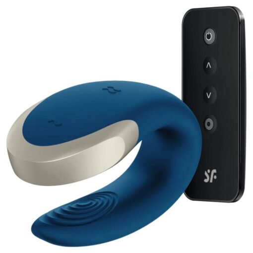 SATISFYER – APP DOUBLE LOVE VIBRADOR PAREJAS LUXURY AZUL - intimamenities.com
