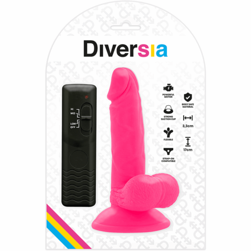 DIVERSIA - DILDO REALÍSTICO FLEXIBLE CON VIBRACIÓN ROSA 17 CM -O- 3.3 CM - Imagen 7