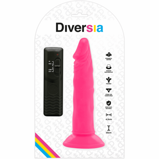 DIVERSIA - DILDO REALÍSTICO FLEXIBLE CON VIBRACIÓN ROSA 23 CM -O- 4.3 CM - Imagen 7