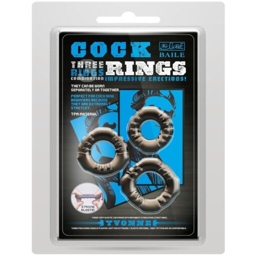 BAILE - COCK RINGS YVONNE SET 3 ANILLOS PENE - Imagen 4