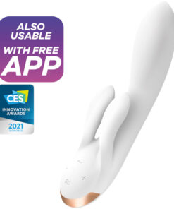 SATISFYER – DOUBLE FLEX VIBRADOR APP BLANCO - intimamenities.com