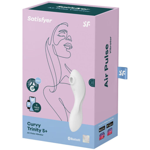 SATISFYER – CURVY TRINITY 5 ESTIMULADOR Y VIBRADOR APP BLANCO - intimamenities.com