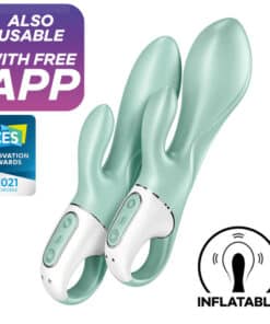 SATISFYER – AIR PUMP BUNNY 5+ VIBRADOR RABBIT INFLABLE APP VERDE - intimamenities.com