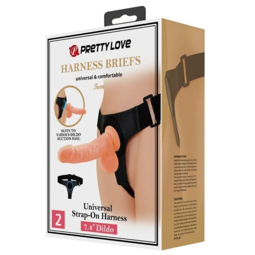 PRETTY LOVE - HARNESS BRIEFS ARNÉS UNIVERSAL CON DILDO TOM 20 CM NATURAL - Imagen 10