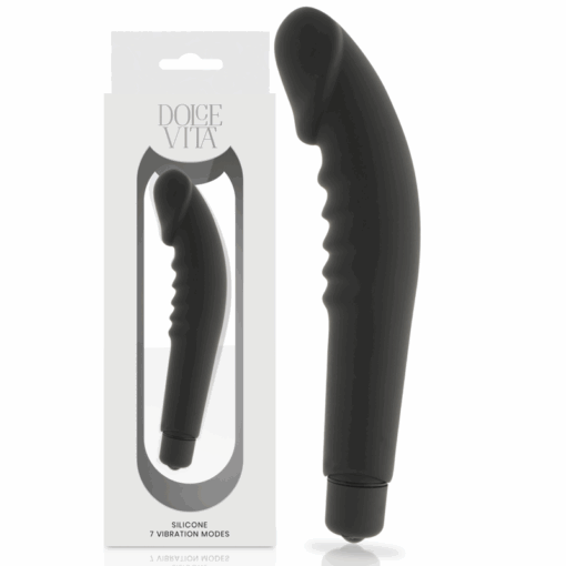 DOLCE VITA – REALISTIC  PLEASURE VIBRADOR SILICONA NEGRO - intimamenities.com