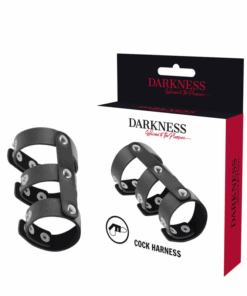 DARKNESS - ANILLO DOBLE PENE Y TESTÍCULOS AJUSTABLE LEATHER