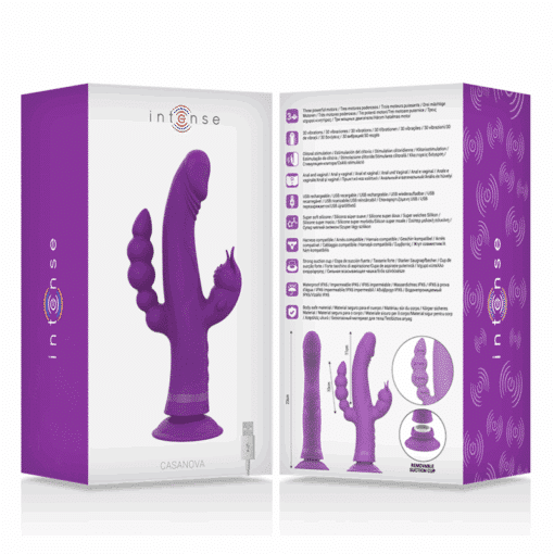 INTENSE – CASANOVA VIBRADOR RABBIT SILICONA TRIPLE MOTOR MORADO - intimamenities.com
