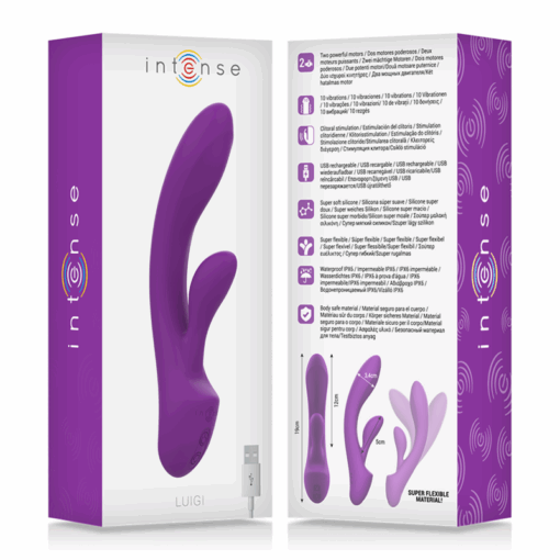 INTENSE – LUIGI VIBRADOR RABBIT SILICONA LIQUIDA MORADO - intimamenities.com