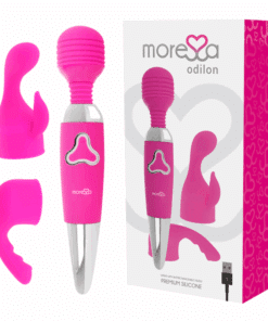 MORESSA – ODILON WAND POTENTE MOTOR MAS DOS CABEZALES PREMIUM SILICONE RECARGABLE - intimamenities.com