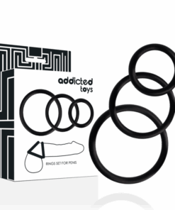 ADDICTED TOYS - SET ANILLOS PENE NEGRO