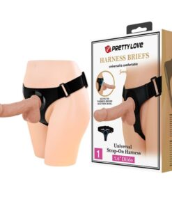 PRETTY LOVE - HARNESS BRIEFS ARNÉS UNIVERSAL CON DILDO JERRY 21.8 CM NATURAL