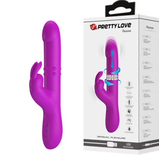PRETTY LOVE – REESE VIBRADOR CON ROTACIÓN MORADO - intimamenities.com