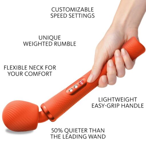 FUN FACTORY – VIM WAND RUMBLE VIBRADOR RECARGABLE SILICONA NARANJA - intimamenities.com