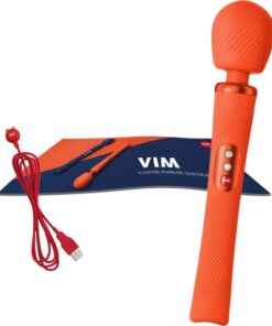 FUN FACTORY – VIM WAND RUMBLE VIBRADOR RECARGABLE SILICONA NARANJA - intimamenities.com