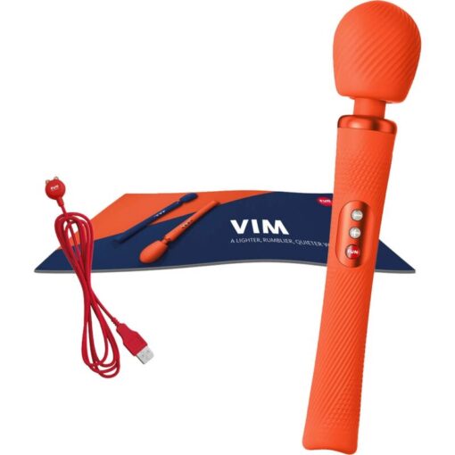 FUN FACTORY – VIM WAND RUMBLE VIBRADOR RECARGABLE SILICONA NARANJA - intimamenities.com