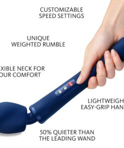 FUN FACTORY – VIM WAND RUMBLE VIBRADOR RECARGABLE SILICONA AZUL MEDIANOCHE - intimamenities.com