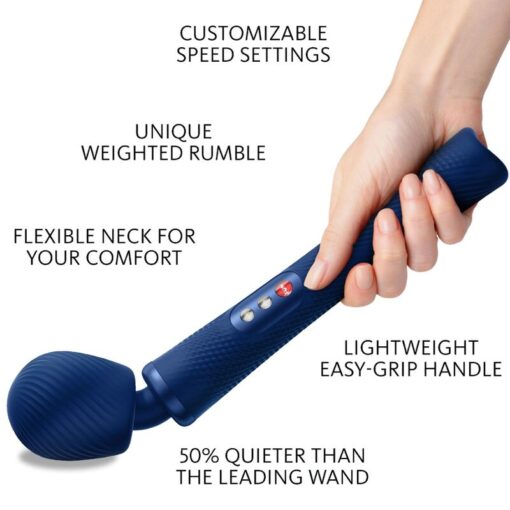 FUN FACTORY – VIM WAND RUMBLE VIBRADOR RECARGABLE SILICONA AZUL MEDIANOCHE - intimamenities.com