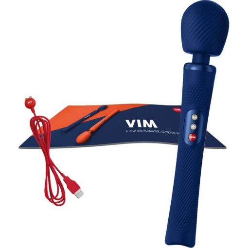 FUN FACTORY – VIM WAND RUMBLE VIBRADOR RECARGABLE SILICONA AZUL MEDIANOCHE - intimamenities.com