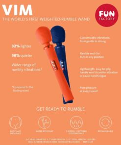 FUN FACTORY – VIM WAND RUMBLE VIBRADOR RECARGABLE SILICONA AZUL MEDIANOCHE - intimamenities.com