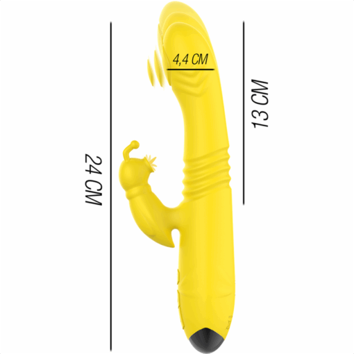 INTENSE – TOKY VIBRADOR MULTIFUNCIÓN RECARGABLE UP & DOWN CON ESTIMULADOR DE CLITORIS AMARILLO - intimamenities.com