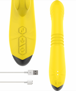 INTENSE – TOKY VIBRADOR MULTIFUNCIÓN RECARGABLE UP & DOWN CON ESTIMULADOR DE CLITORIS AMARILLO - intimamenities.com