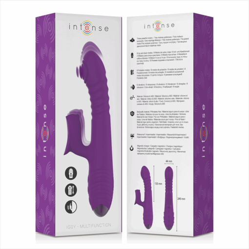 INTENSE – IGGY VIBRADOR MULTIFUNCIÓN RECARGABLE UP & DOWN CON ESTIMULADOR DE CLITORIS MORADO - intimamenities.com