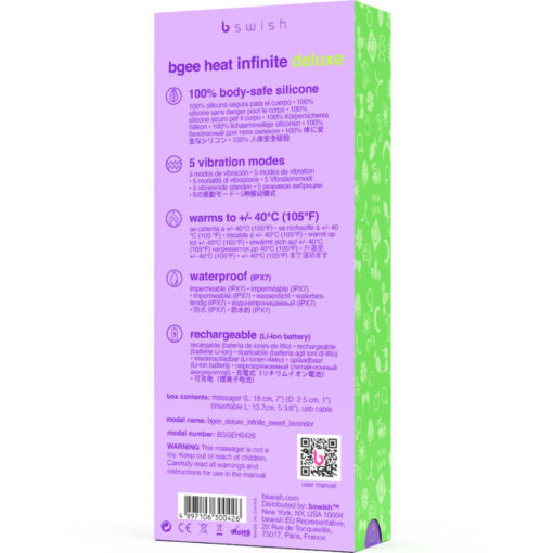 B SWISH – BGEE HEAT INFINITE DELUXE VIBRADOR RECARGABLE SILICONA LAVANDA - intimamenities.com