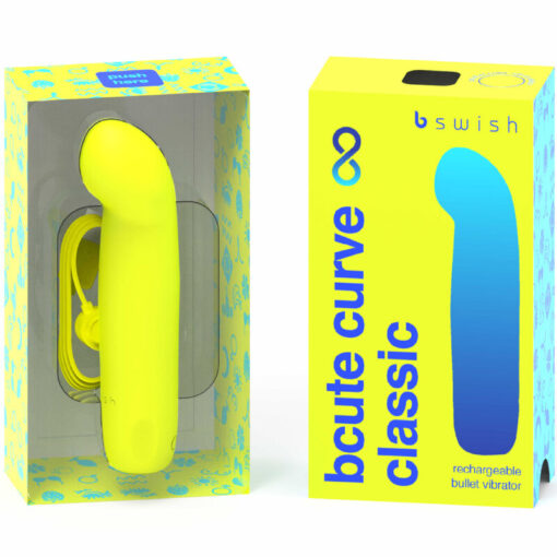 B SWISH – BCUTE CURVE INFINITE CLASSIC VIBRADOR RECARGABLE SILICONA AMARILLO - intimamenities.com