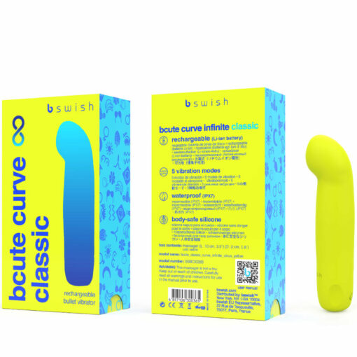 B SWISH – BCUTE CURVE INFINITE CLASSIC VIBRADOR RECARGABLE SILICONA AMARILLO - intimamenities.com