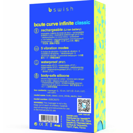 B SWISH – BCUTE CURVE INFINITE CLASSIC VIBRADOR RECARGABLE SILICONA AZUL - intimamenities.com