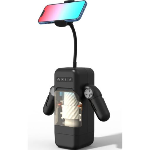 GAME CUP - MASTURBADOR MASCULINO CON VIBRACIàN Y FUNCIàN CALOR CON SOPORTE PARA MàVILES - NEGRO - Imagen 2