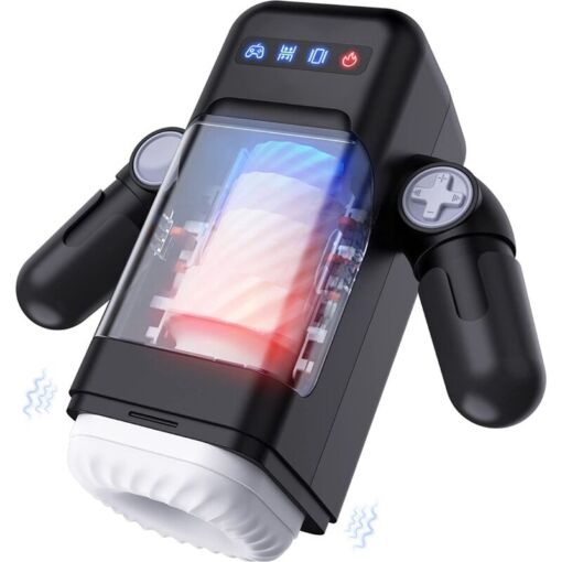 GAME CUP - MASTURBADOR MASCULINO CON VIBRACIàN Y FUNCIàN CALOR CON SOPORTE PARA MàVILES - NEGRO