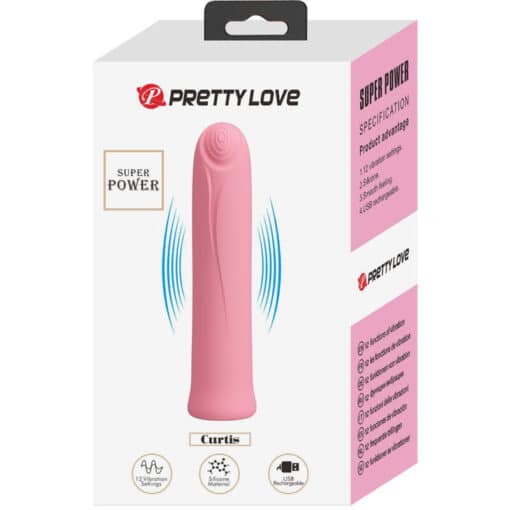 PRETTY LOVE - CURTIS MINI VIBRADOR SUPER POWER 12 VIBRACIONES SILICONA ROSA - Imagen 6