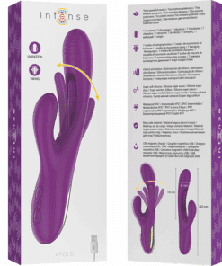 INTENSE – APOLO VIBRADOR MULTIFUNCIÓN RECARGABLE 7 VIBRACIONES CON LENGUA OSCILANTE MORADO - intimamenities.com