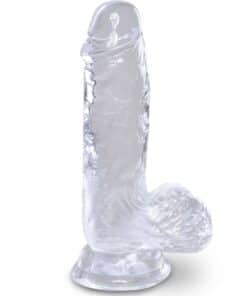 KING COCK - CLEAR PENE REALÍSTICO CON TESTÍCULOS 10.1 CM TRANSPARENTE