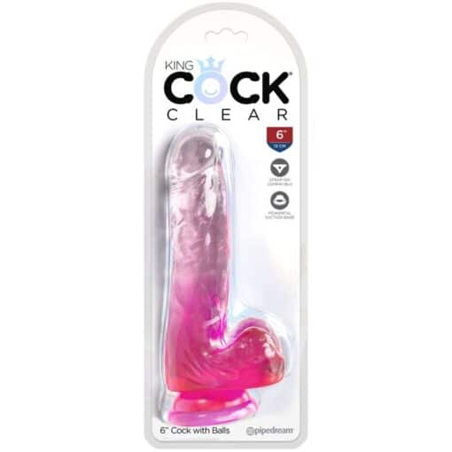 KING COCK - CLEAR PENE REALÍSTICO CON TESTÍCULOS 13.5 CM ROSA - Imagen 2