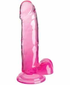 KING COCK - CLEAR PENE REALÍSTICO CON TESTÍCULOS 15.2 CM ROSA