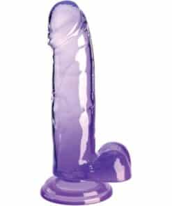 KING COCK - CLEAR PENE REALÍSTICO CON TESTÍCULOS 15.2 CM MORADO