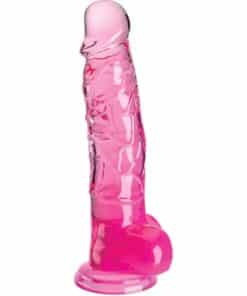 KING COCK - CLEAR PENE REALÍSTICO CON TESTÍCULOS 16.5 CM ROSA