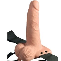FETISH FANTASY SERIES - ARNÉS AJUSTABLE CONTROL REMOTO PENE REALÍSTICO CON TESTÍCULOS RECARGABLE Y VIBRADOR 15 CM