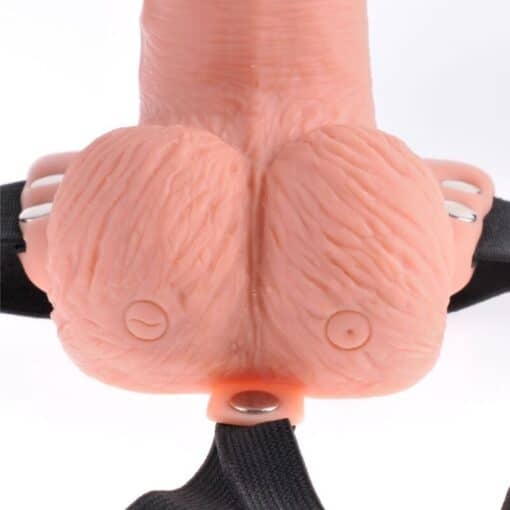 FETISH FANTASY SERIES - ARNÉS AJUSTABLE CONTROL REMOTO PENE REALÍSTICO CON TESTÍCULOS RECARGABLE Y VIBRADOR 15 CM - Imagen 4