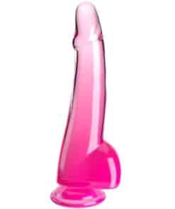 KING COCK - CLEAR DILDO CON TESTÍCULOS 19 CM ROSA