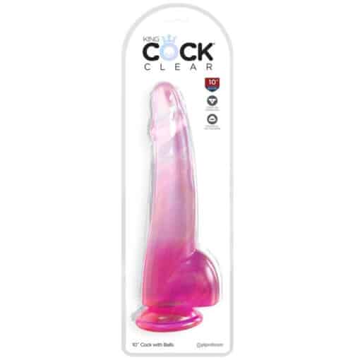 KING COCK - CLEAR DILDO CON TESTÍCULOS 19 CM ROSA - Imagen 2