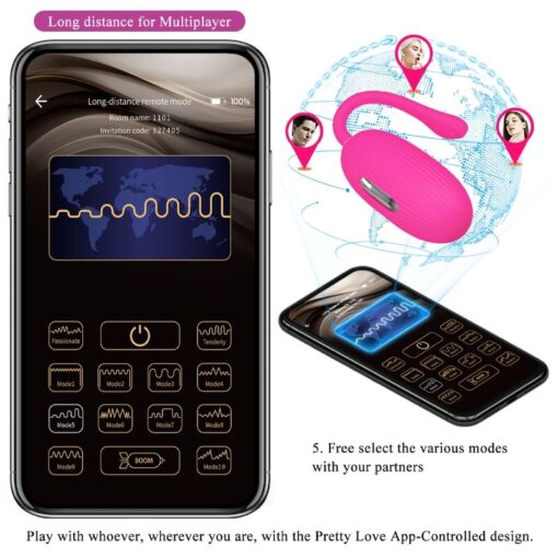 PRETTY LOVE – DOREEN HUEVO VIBRADOR RECARGABLE MAGENTA CONTROL REMOTO - intimamenities.com