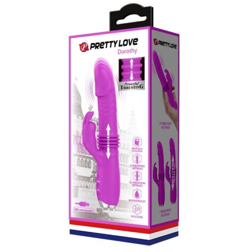 PRETTY LOVE – DOROTHY VIBRADOR CONEJO RECARGABLE MORADO - intimamenities.com