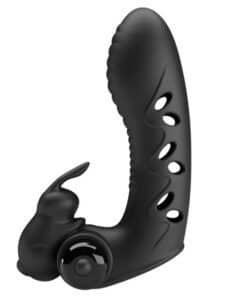 PRETTY LOVE - VANCE FUNDA DEDO VIBRADOR CONEJO NEGRO