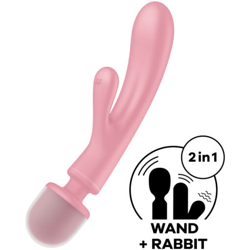 SATISFYER – TRIPLE LOVER MASAJEADOR VIBRADOR RABBIT ROSA - intimamenities.com